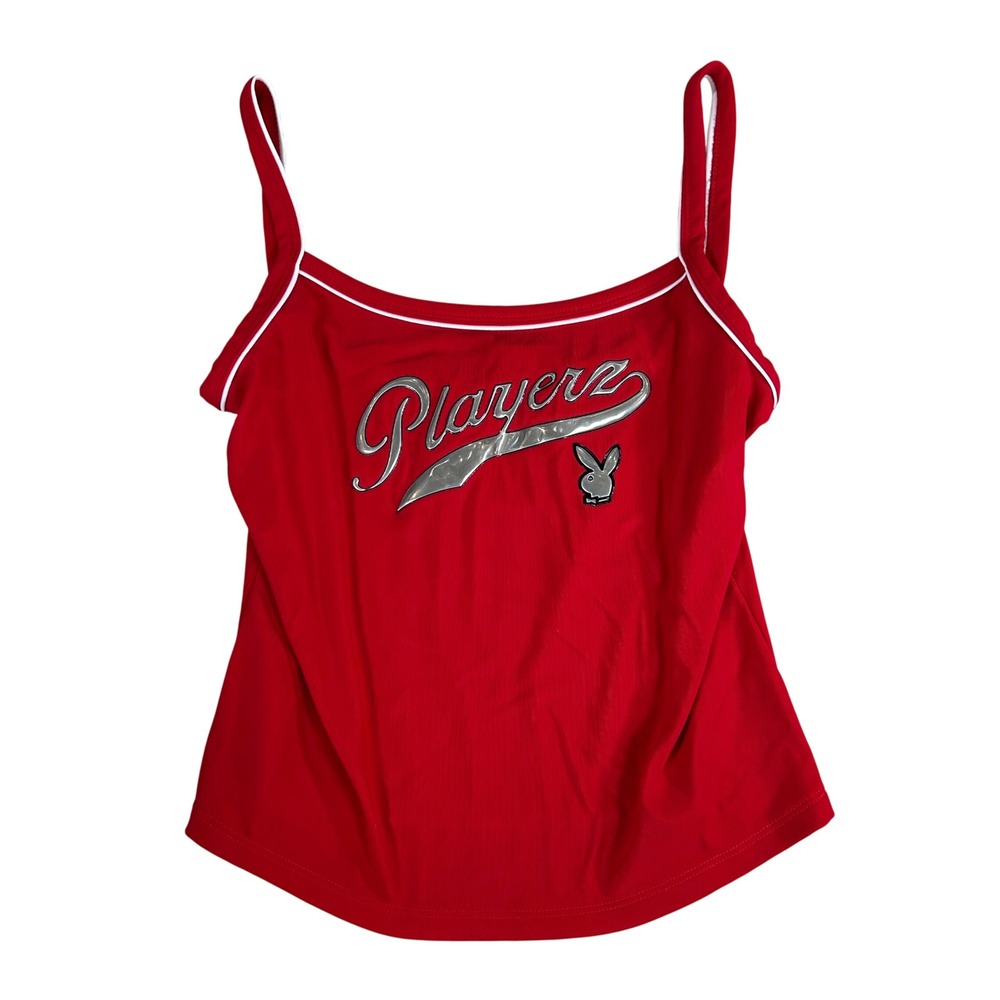 J.K. Maple Red Playboy Playerz Graphic Tank Top Camisole XL Made in USA‎